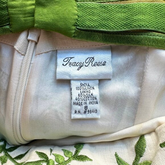 Vintage Tracy Reese Linen Embroidered Garden Dress - Size 8 - Picture 6 of 14